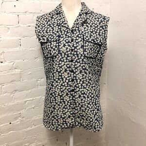 Yuvita sleeveless denim top floral print size s pocket detail